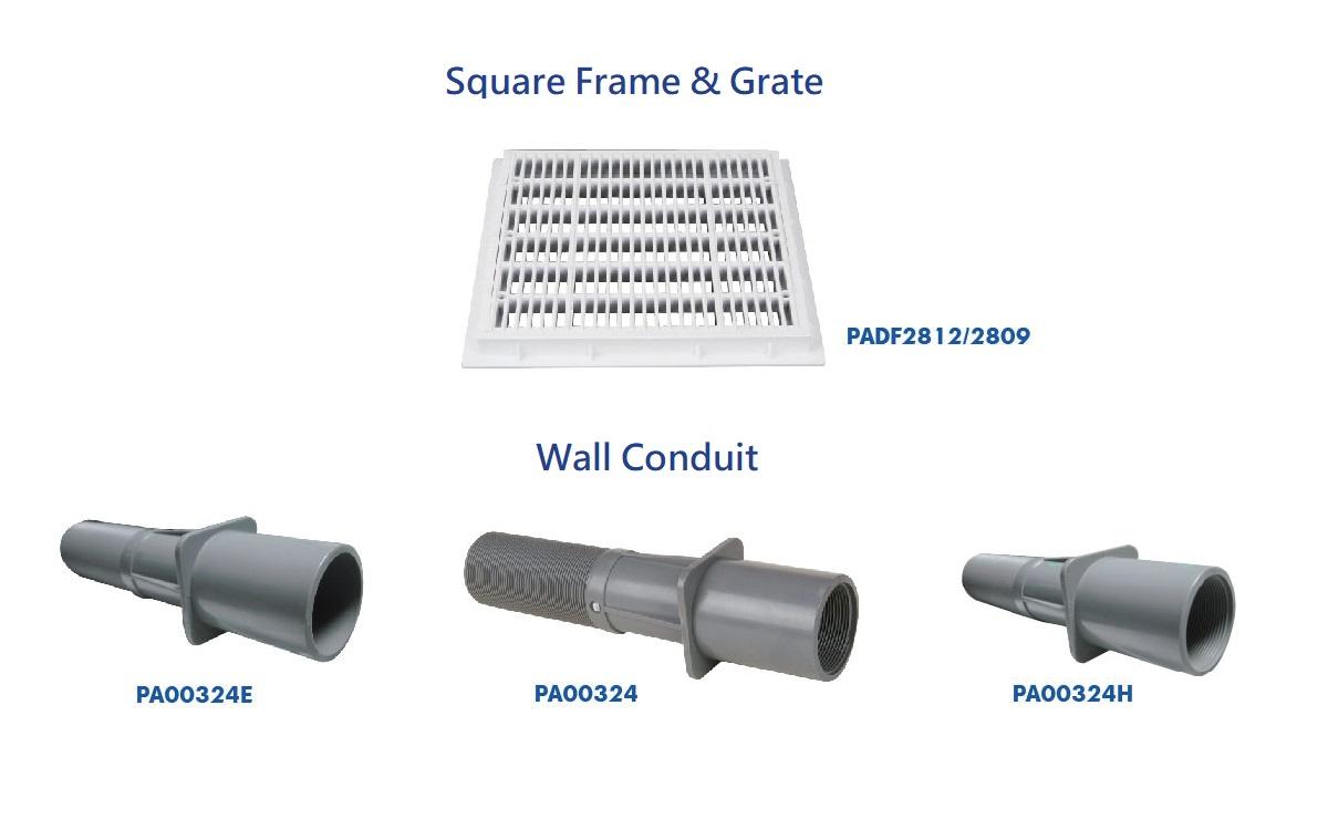 Square Frame and Grate & Wall Conduit